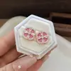 Pendientes de botón Flor de la Suerte de Zirconia Estilo Nuevo Aguja de Plata Exquisitos Modernos Dulces Pendientes Accesorios de Pendientes Versátiles de Lujo Ligero Gama Alta para Mujer