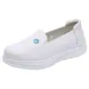 Sapatos de Enfermeira Femininos com Solado Macio Respiráveis Confortáveis Sem Cheiro Cavidade para o Pé Antiderrapantes Planos de Couro Respiráveis Médicos Brancos