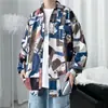Camisa de manga larga de otoño estilo americano para hombre, moderna y genial estilo coreano, estilo nicho de Hong Kong, camisa floral de corte holgado, disponible para dropshipping