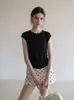Blusa de tricô com mangas curtas e cintura marcada plissada para mulheres, estilo coreano de verão, design único, justa ao corpo, fina, tamanho único