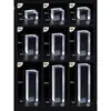 Suporte de exibição em camadas de pilar de cubo de cristal acrílico transparente para exibição de joias e fotografia, base fosca