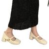 Scarpins Retrô Franceses de Bico Quadrado Sapatos Femininos 2025 Novo Outono e Primavera Mary Jane Sapatos Pequenos de Couro com Saias
