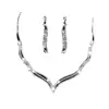 Pendientes Largos con Borlas de Moda Europea y Americana Incrustados de Diamantes Collar Elegante de Lujo Transfronterizo Set de Cuatro Piezas de Lujo de Gama Alta