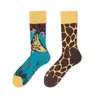 Meias Longas de Algodão Jacquard Cartoon Criativas Nova Tendência Outono/Inverno Estilo Casal Asimétricas Personalidade da Moda