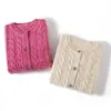 Nuevo cárdigan de cachemir puro para mujer de otoño e invierno, suéter de punto con hilo moteado de cuello redondo, suéter holgado, top casual, abrigo grueso