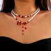 Collar con borlas y gotas de sangre de viento gótico para mujer, joyería transfronteriza de comercio exterior europeo y americano, gargantilla de cuentas para Halloween