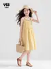Ropa para Niños Yingsibo 2026 Verano Delgado Bordado Vestido de Tirantes para Niños Vestido para Niñas Vestido para Niñas de Vacaciones