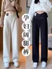 Pantalones Base de Talla Grande para Mujer Pantalones Exteriores Cálidos Forrados de Polar para Invierno Pantalones Largos No Constrictivos Pantalones de Maternidad