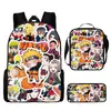Set de Mochila Escolar de Tres Piezas de Naruto Transfronterizo para Estudiantes de Primaria y Secundaria, Mochila Infantil, Bolso de Hombro