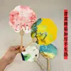 Mini Leque de Caligrafia e Pintura, Leque Cultural e Criativo Estilo Tradicional, Criação de Pintura Chinesa Tradicional e Caligrafia com Pincel, Cabo de Leque de Bambu, Leque Redondo, Leque Laqueado para Exposição em Barraca