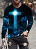 Camiseta Masculina Leite Estampa Digital 3D Casual Manga Longa Exclusiva para Comércio Exterior