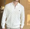 Suéter de punto para hombre transfronterizo con bordado de logo de poni, otoño e invierno, con cuello camisero, cremallera y tejido de ochos, en un estilo "old money" con un toque de alta gama.