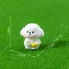 Figura de perro de picnic temática de primavera de dibujos animados creativos, una linda muñequita para paisajes en miniatura, decoraciones de bricolaje y pequeños adornos de escritorio