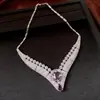 Collar de Zirconia Cuadrada Gota de Agua Flor Chapado en Oro Real de 18K Gargantilla Simple de Moda Lujo Ligero Collar Estilo Corte Vintage