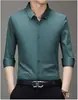 Camisa de manga corta sin costuras de alta calidad verano hombres de mediana edad explosión en vivo gusano de seda hielo seda camisa casual de negocios pulgada camisa