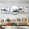 Pintura Decorativa Minimalista Moderna para Sala de Estar Pintura para Pendurar na Parede de Fundo do Sofá Mural Abstrato de Luxo Leve para Quarto Triptíco Chinês Novo