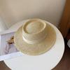 Celebridad de Internet Retro Sombrero de Copa Plano para Mujer Verano Vacaciones Junto al Mar Sombrilla Francés Plano Playa Protector Solar Sombrero de Paja Fresco