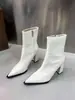 Botines Chuyuji estilo francés de punta gruesa con cremallera lateral para mujer, nuevos para otoño e invierno 2026, de tacón alto y ajuste ceñido