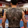 Pegatinas de Tatuaje Herbales Semipermanentes Espalda Completa Dragón Tradicional Japonés Peonía Hoja de Arce Impermeables Pegatinas de Tatuaje de Jugo Herbal