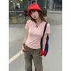 Preço Real # Nova Camiseta Rosa de Algodão Puro Bordada Estilo Chinês Nacional Manga Curta para Mulheres Verão Top de Verão