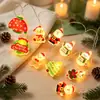 Fio de luz decorativo de Natal para feriados transfronteiriço, boneco de neve, árvore de Natal antiga, muletas, farol, decoração de ambiente, luzes coloridas piscantes
