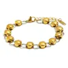 Moda Ins Europeia e Americana Elegante Retrô Estiloso Criativo Joia de Mão Aço Inoxidável Banhado a Ouro 18K Pequena Pulseira de Grão de Ouro Feminina Nicho