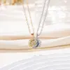 TEMU Mais Vendido Colar em Camadas Sol e Lua Entrelaçados Feminino Personalidade Europeia Americana Design de Sol e Lua Cravejado com Strass Joia de Mão para Casal