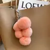 Fofo Pendant de Bolsa com Pelo Sintético de Coelho Rex Pelo de Uva Celebridade da Internet Bola de Pelúcia Chaveiro de Carro Acessórios para Mulheres