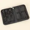 Bolsa com Zíper 9 Peças Ferramentas de Manicure de Beleza Flip-Top 6 Peças Tesoura de Unha Cortador de Unha Preto Conjunto de Cortador de Unha