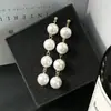 Brincos Versáteis Simples e Elegantes Estilo Coreano e Japonês, Brincos Longos com Franjas de Pérolas Grandes Exageradas, Brincos de Pérolas, Brincos de Aço Estilo Coreano