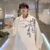 Ropa nueva para hombre estilo chino, camisa de manga larga bordada estilo chino para hombre, delgada, holgada, talla grande, camisa retro para primavera y otoño