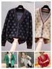 2025 Novo Casaco de Malha Cardigan Jacquard Coroa Primavera e Outono Feminino Curto Clássico Versátil Casual Slim Lã