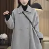 Casaco de Lã Comprimento Médio Estilo Coreano Outono e Inverno para Mulheres Petite Solto Espessado Elegante Tamanho Grande Casaco Trench de Lã Roupa Exterior