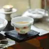 Xícaras de Chá de Porcelana Branca, Argila de Jade Pintada à Mão das Dinastias Tang e Song com Design de Hibisco, Xícaras de Chá de Cerâmica em Forma de Cabaça, Conjuntos de Chá Kung Fu, Xícaras de Chá Domésticas para Beber Chá e Degustar Chá
