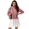2024 Amazon popular temu primavera novo suéter de malha com capuz e costura cruzada vestido de malha comércio exterior roupas femininas