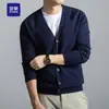 Cárdigan de Lana para Hombre Abrigo Delgado Suéter de Cuello en V Ropa Exterior Color Sólido Tejido Superior de Primavera y Otoño para Hombre Tendencia