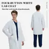 Bata Blanca Antibacteriana de Otoño para Doctor, Manga Larga, Gruesa, para Hombres y Mujeres, Uniforme de Trabajo Blanco para Enfermera, Farmacia, Industria Alimentaria