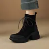 Botines de Tacón Grueso para Mujer Chuyuji 2026 Nuevos Botas Martin Estilo Británico con Cordones de Cuña y Tacón Alto para Otoño Invierno