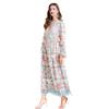 Yujie Fan Cross-border 2025 Court Style Retro V-colar Posicionamento Impressão Cintura Pétala-forma Grande Pêndulo vestido