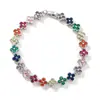 Pulseira Colorida de Pedra Preciosa Flor de Trevo de Quatro Folhas Transfronteiriça Europeia e Americana, Fashionável e Versátil, Luxo Leve com um Toque de Alto Padrão, Pulseira de Cobre Cravejada com Zircônia de Diamante Completo