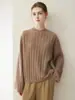 Suéter de punto trenzado 100% cachemira estilo perezoso de otoño e invierno para mujer, jersey de cuello redondo, capa base holgada de manga larga