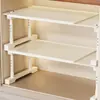 Estante de almacenamiento de cocina retráctil, panel de partición en capas interno para gabinete de encimera, estante multifuncional de almacenamiento para condimentos y microondas