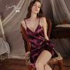 Pijama Feminino de Cetim Sedoso Guiruo Desejo Doce e Puro Tentação Camisola Sexy Feminina Estilo Preguiçoso Conjunto para Casa 2320