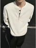 Camiseta de Manga Larga con Cuello Henry Estilo Old Money para Hombre, Marca de Moda, Textura Holgada, Sudadera para Superponer