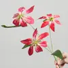 3 lirios de llama artificiales, flores artificiales para decoración del hogar, orquídeas berenjena para decoración de sala de estar, flores de seda para paisajismo y accesorios de fotografía