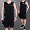 Roupas de Pai para Homens de Meia-Idade e Idosos Verão Casual Seda Gelada Sem Mangas Colete Shorts Conjunto de Duas Peças Roupa Esportiva