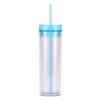 Taza de Agua de Moda Estilo Ins Europeo y Americano Taza Delgada de Doble Capa con Popote Taza Transparente Recta con Popote Taza de Agua de Doble Capa