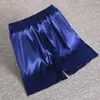 Pantalones de pijama finos de seda para hombre, verano, seda, holgados, casuales, talla grande, pantalones para casa, color liso, shorts de seda helada