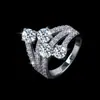 Anel Moissanite Azul Branco Prata Esterlina Atacado Anel de Dedo Moda Anel Prata Esterlina S925 Anel de Pedido de Casamento