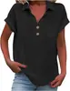 Camisas Femininas de Algodão e Linho Soltas de Verão Europeias e Americanas Amazon Manga Curta Colarinho Algodão Casual Camisa de Botão